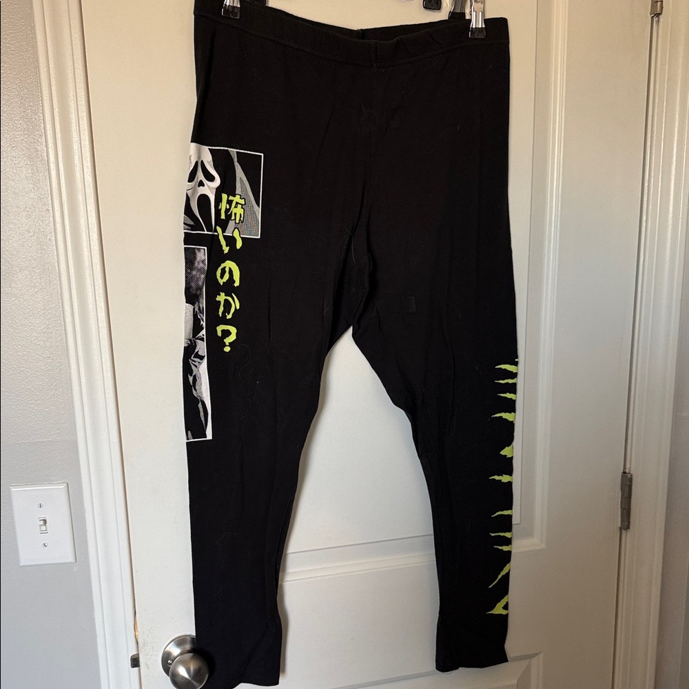 Hot Topic Black and Neon Green Kids Leggings